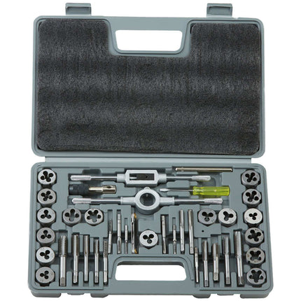 Tap and Die Set, 40-Piece SAE NC NF NPT, Case