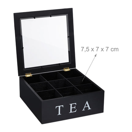 Tea Bag Organizer with 9 Compartments, Viewing Window
