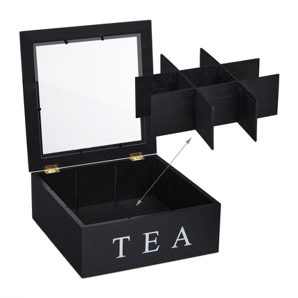 Tea Bag Organizer with 9 Compartments, Viewing Window