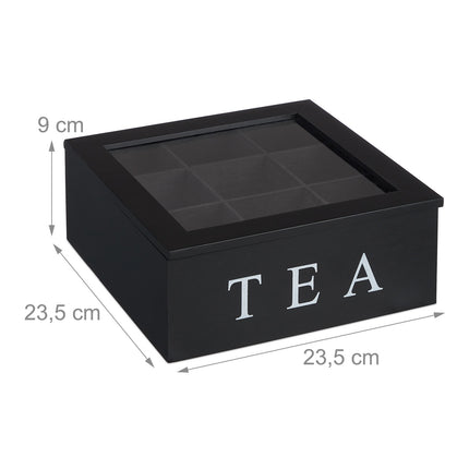 Tea Bag Organizer with 9 Compartments, Viewing Window