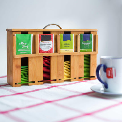 Boîte à thé en bambou à 4 compartiments