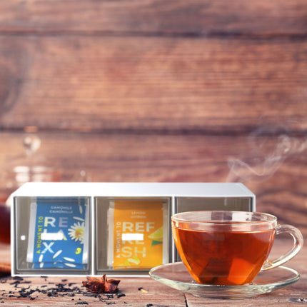 Tea holder with 3 compartments