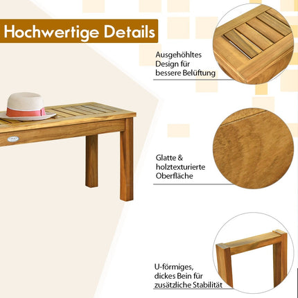 Teakholz Gartenbank, 132x34x43.5 cm, 320 kg Tragkraft