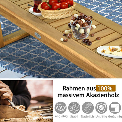 Teakholz Gartenbank, 132x34x43.5 cm, 320 kg Tragkraft