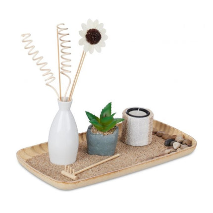 Tealight holder set with zen garden