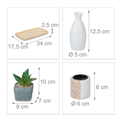 Tealight holder set with zen garden