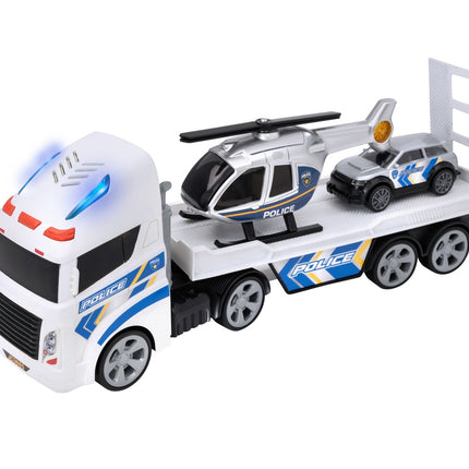 Teamsterz Spielset Polizei Heli Transporter mit Licht & Sound, Mittel