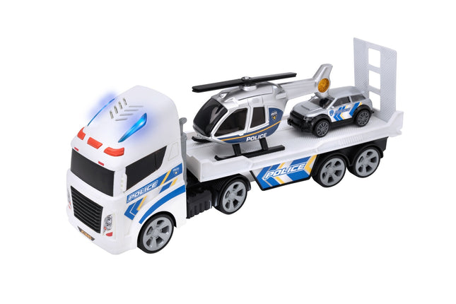 Teamsterz Spielset Polizei Heli Transporter mit Licht & Sound, Mittel