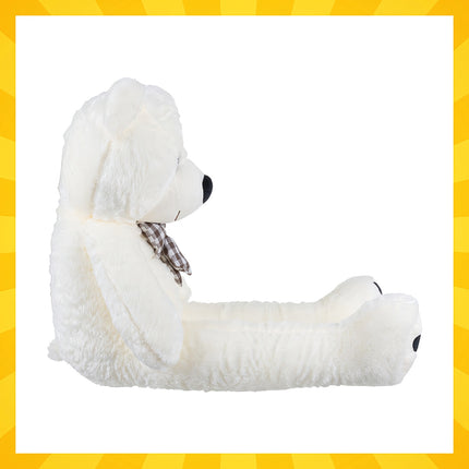 Teddybär 140cm, Plüsch creme mit Schleife