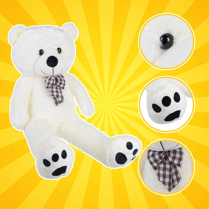 Teddybär 140cm, Plüsch creme mit Schleife