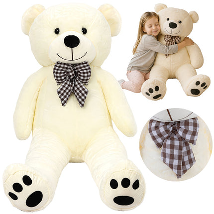 Teddybär 140cm, Plüsch creme mit Schleife