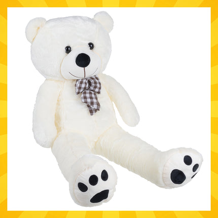 Teddybär 140cm, Plüsch creme mit Schleife