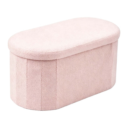 Teddy Fabric Storage Bench, Oval Shape, 76 cm