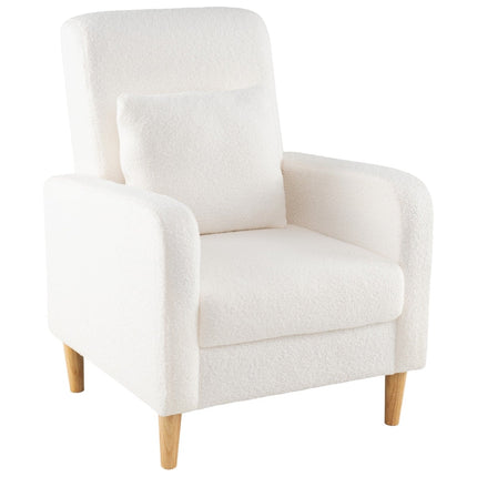 Teddy Lounge Sessel mit Lendenkissen, Holzbeinen, Beige