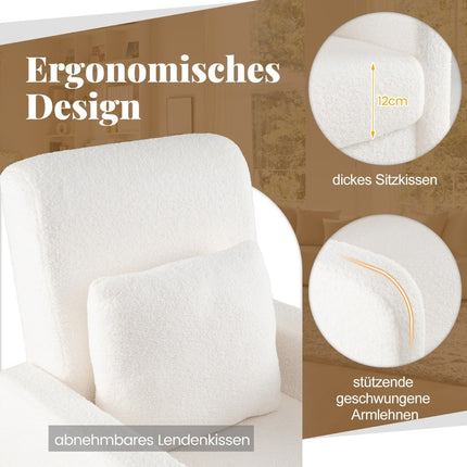 Teddy Lounge Sessel mit Lendenkissen, Holzbeinen, Beige