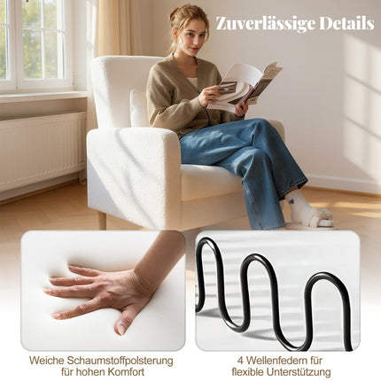 Teddy Lounge Sessel mit Lendenkissen, Holzbeinen, Beige