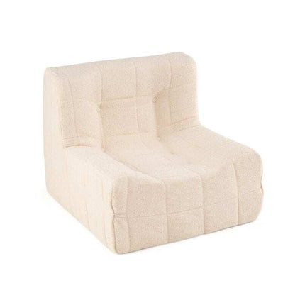 Teddy Plush Floor Sofa Beanbag with One-Piece Foam, White, Max 150 kg