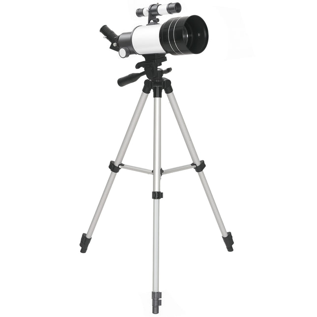 Teleskop mit 70-mm-Linse, verstellbares Stativ, Silber