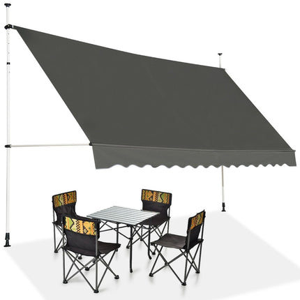 Teleskopmarkise Sonnenschutz Ausziehbares Vordach Sonnenschutz UV-Schutz Wasserdicht Markise 395cm Breit Grau