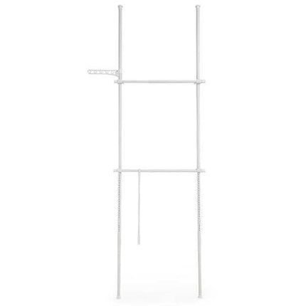Telescopic Clothes Rack, Adjustable Metal, White