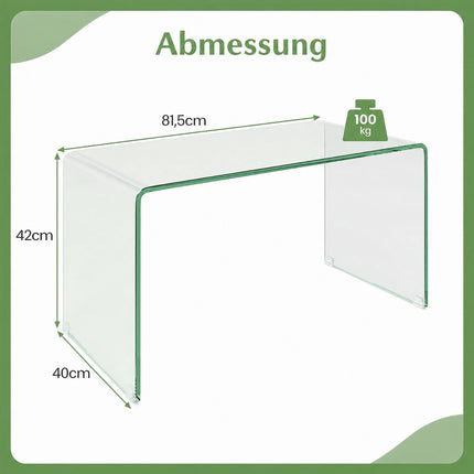 Salontafel in U-vorm van gehard glas – 81,5 x 42 x 40 cm