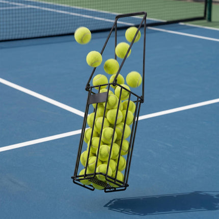Tennis Ball Basket, Black Metal, Fold-Down Handles