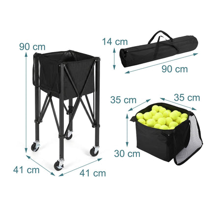 Tennis Ball Trolley, Foldable 150-Ball Cart With Bag