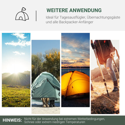 2-person dome camping tent, fiberglass, 325 x 183 x 130 cm
