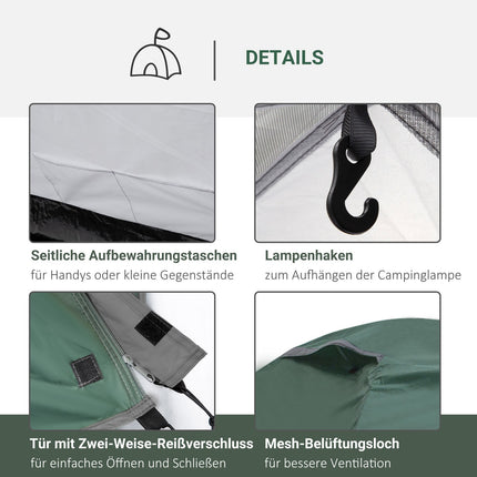 2-person dome camping tent, fiberglass, 325 x 183 x 130 cm