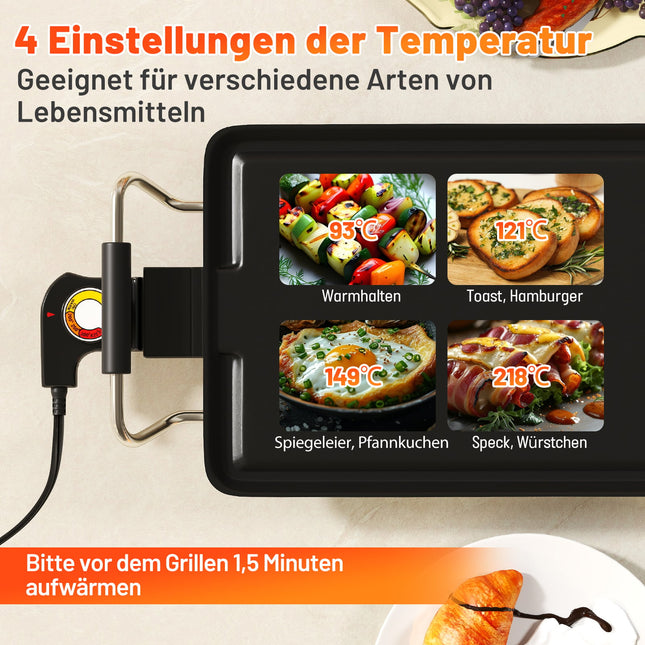 Teppanyaki Grill 1800W, Antihaftbeschichtung, Einstellbare Temperatur, 100cm