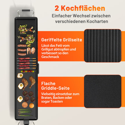 Teppanyaki Grill 1800W, Antihaftbeschichtung, Einstellbare Temperatur, 100cm