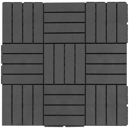 Schwarze Balkon- & Terrassen-Klickfliesen aus Kunststoff, 9er-Set, 30x30 cm