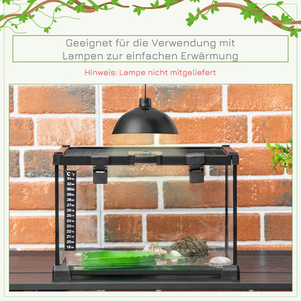 Reptile terrarium in glass with thermometer, 50x30x25 cm