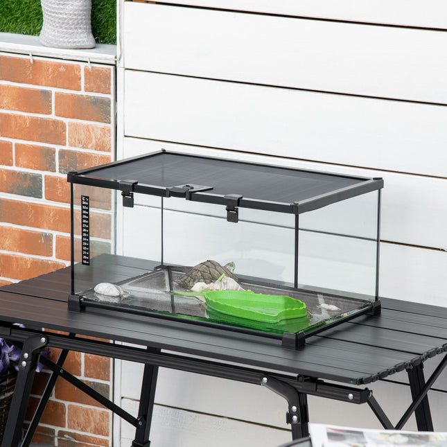 Reptile terrarium in glass with thermometer, 50x30x25 cm