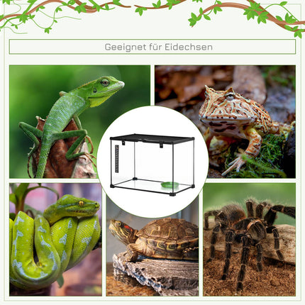 Reptilienterrarium aus Glas mit Thermometer, 50x30x35cm