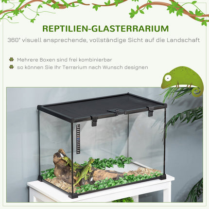 Reptilienterrarium aus Glas mit Thermometer, 50x30x35cm