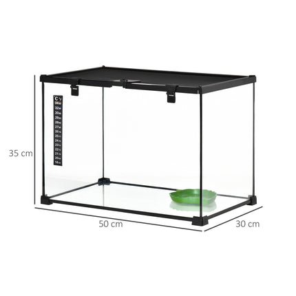 Reptilienterrarium aus Glas mit Thermometer, 50x30x35cm