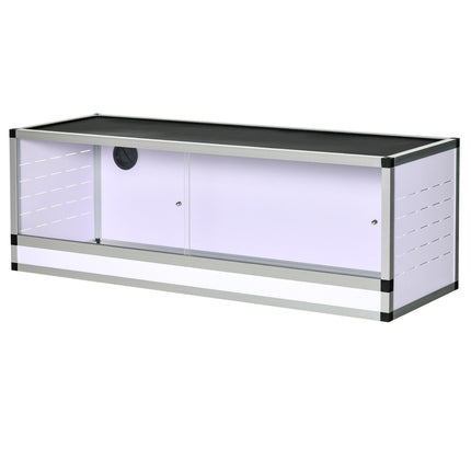 Terrarium pour reptiles, amphibiens et arachnides, en aluminium, blanc, argent et noir, dimensions : 120 x 40 x 40 cm