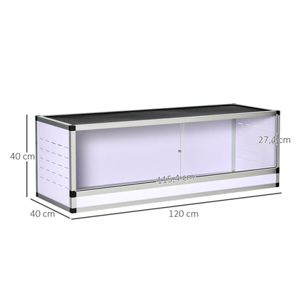 Terrarium pour reptiles, amphibiens et arachnides, en aluminium, blanc, argent et noir, dimensions : 120 x 40 x 40 cm