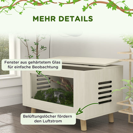 Reptile terrarium, oak, hinged lid, 80x50x50 cm
