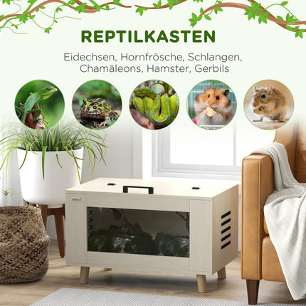 Reptile terrarium, oak, hinged lid, 80x50x50 cm