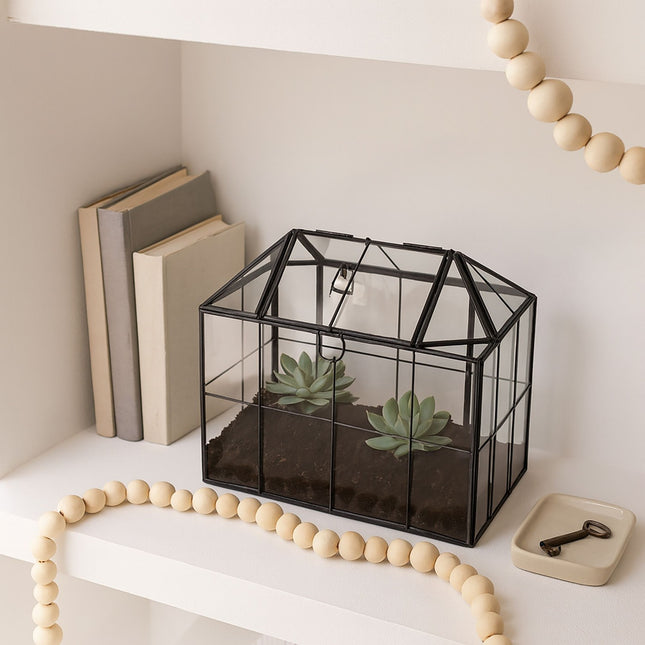 Terrarium für Zimmerpflanzen – Glashaus in Hausform