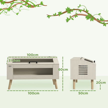 Terrarium pour reptiles, boîte d'alimentation pour reptiles 140L avec fenêtres en verre trempé, couvercle, pieds, boîte d'élevage de reptiles pour amphibiens, araignée, chêne, 100 x 50 x 60 cm |