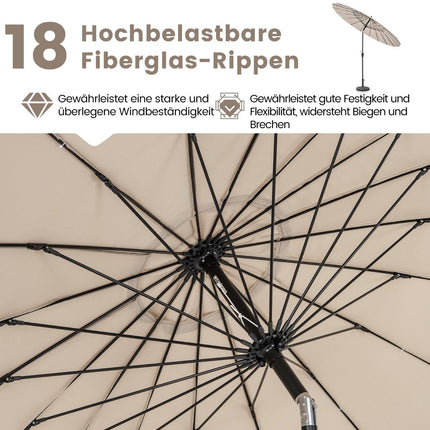 Terasový slunečník, UV ochrana 50+, naklápěcí, klika, světle hnědá