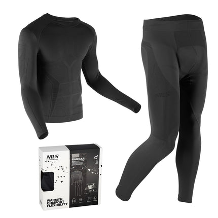 Thermoaktives Herren-Unterwäsche-Set, Schwarz, L/XL