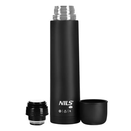 Thermoskanne 1000ml, Schwarz, Isolierter Reisebecher