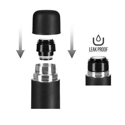 Thermoskanne 1000ml, Schwarz, Isolierter Reisebecher