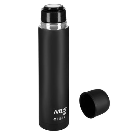 Thermoskanne 1000ml, Schwarz, Isolierter Reisebecher
