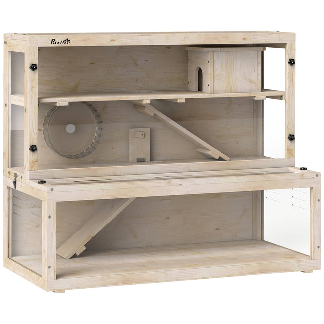 Three-Level Hamster Cage with Hut and Accessories, 100x50x84 cm