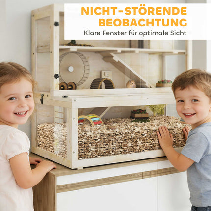 Three-Level Hamster Cage with Hut and Accessories, 100x50x84 cm